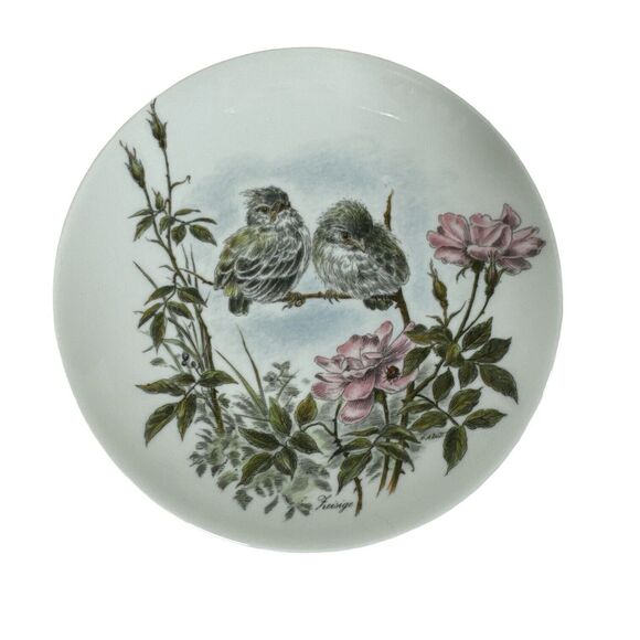 WAND-SCHMUCK-TELLER Porcelain Bird Roses Decorative Plate BAVARIA Vohenstrauss - Picture 1 of 6